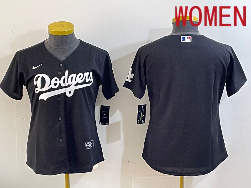 Women Los Angeles Dodgers Blank Black Game 2024 Nike MLB Jersey style 1121->women mlb jersey->Women Jersey